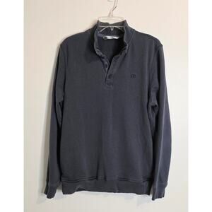 Travis Matthew Quarter Button Up Pullover Long Sleeve Sweater Blue Men's Large